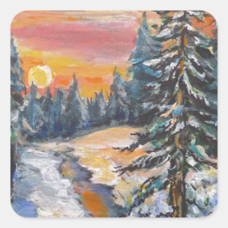 Eveningsnow5.jpg Square Sticker