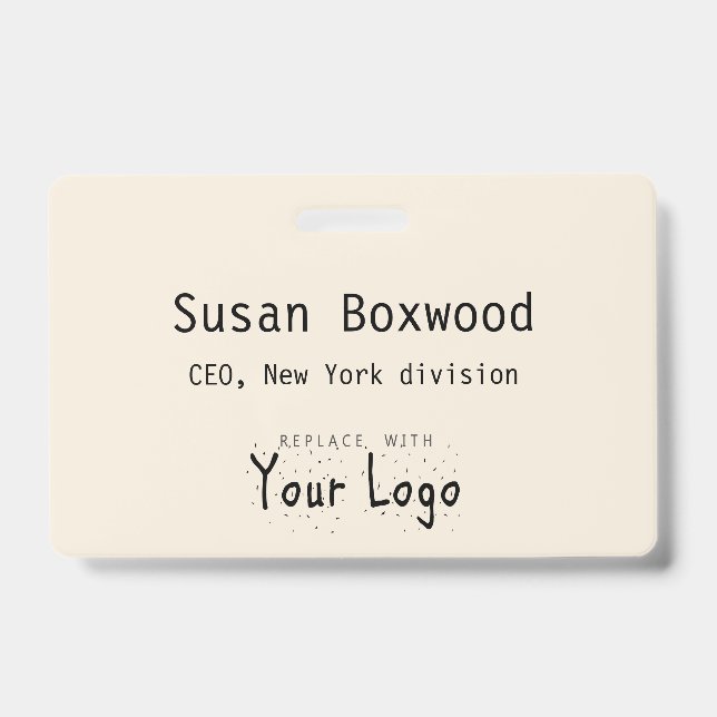Event Badge Custom Text Replacement Logo ID Badge (Front)