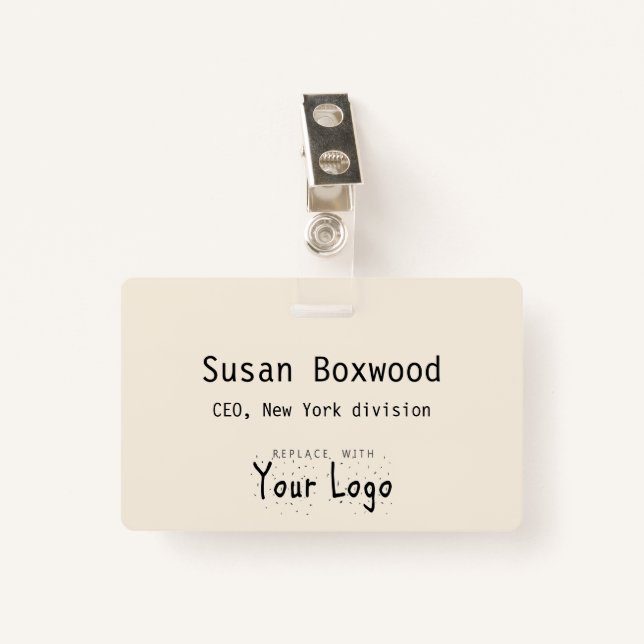 Event Badge Custom Text Replacement Logo ID Badge (Front with Clip)