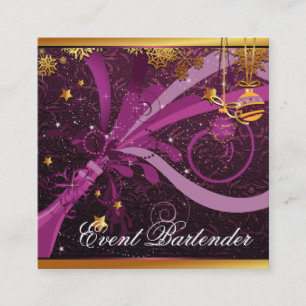 Event Bartender Champagne Pop New Year's Eve Square Business Card