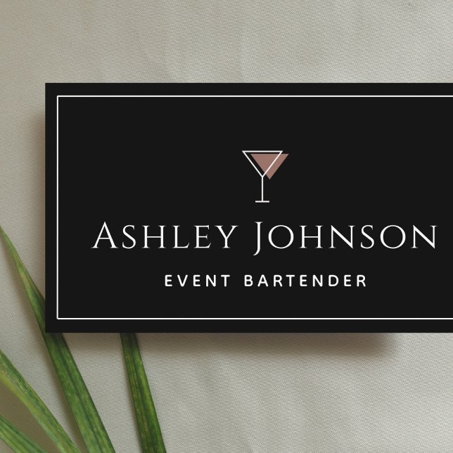 Event Bartender Cocktail Icon Sommelier Classic  Business Card (Creator Uploaded)