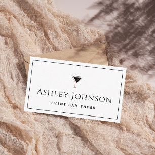 Event Bartender Mixologist Sommelier Classic White Business Card