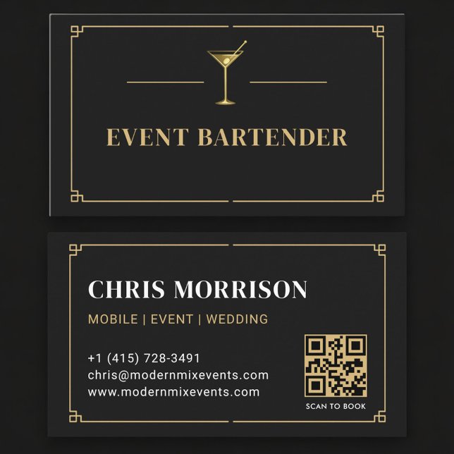 Event Bartender QR Code Professional Business Card (Creator Uploaded)