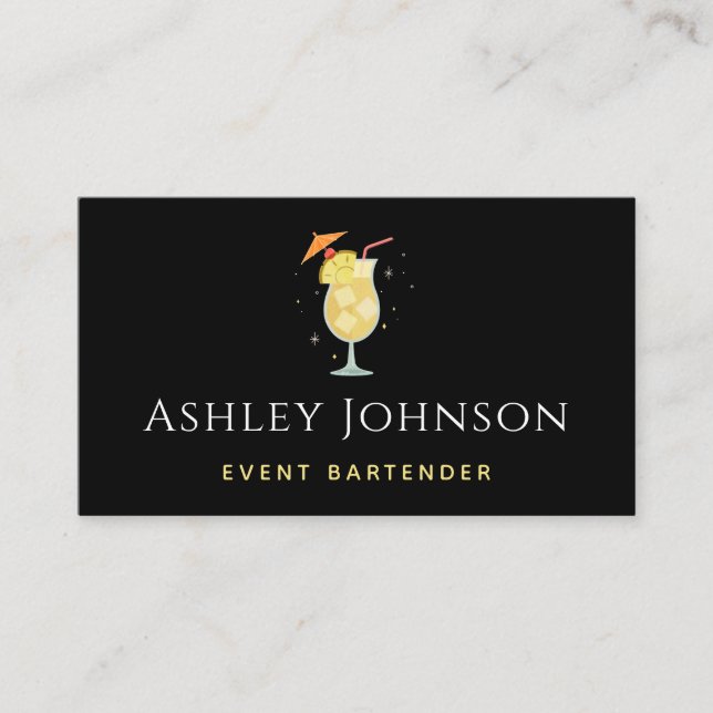 Event Bartender Tropical Exotic Pineapple Cocktail Business Card (Front)