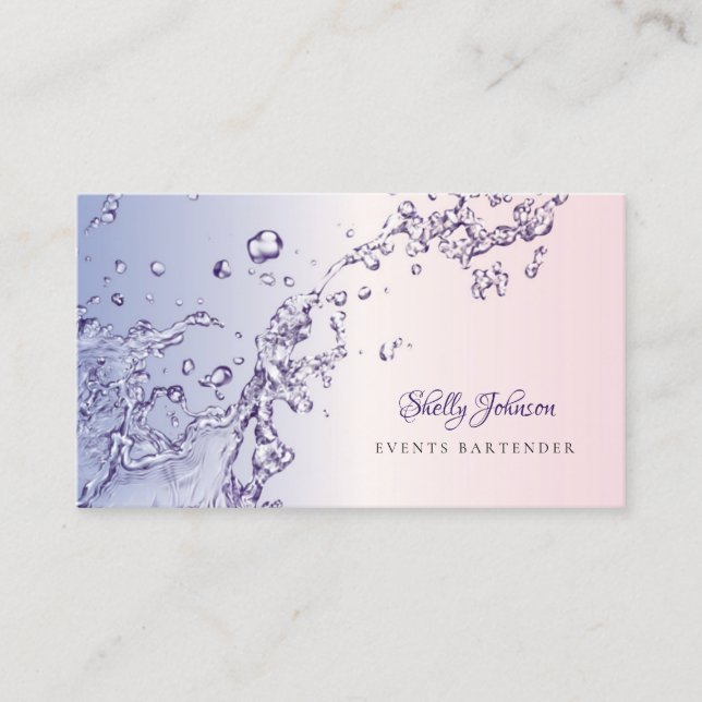 Event Bartender Water Splash Business Card (Front)