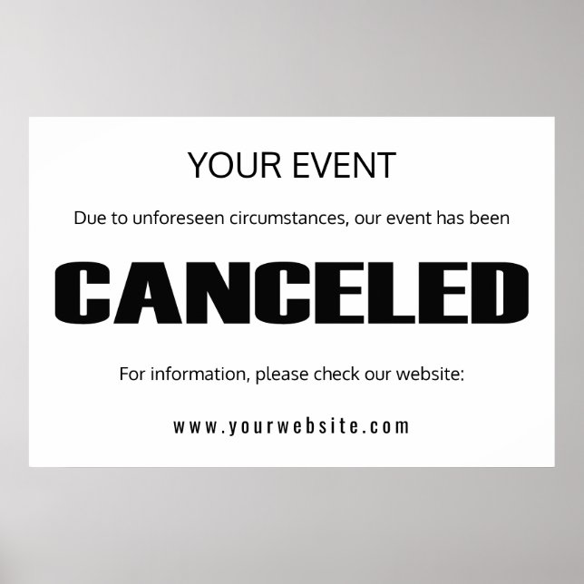 Event cancellation announcement simple big sign (Front)