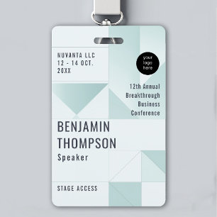 Event Conference Business Corporate Aqua ID Name Badge
