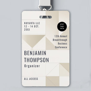Event Conference Business Corporate Tan ID Name Badge
