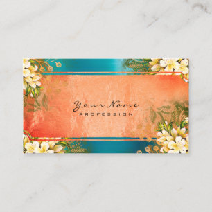Event Floral Mint Green Coral Blue Rose Gold Business Card