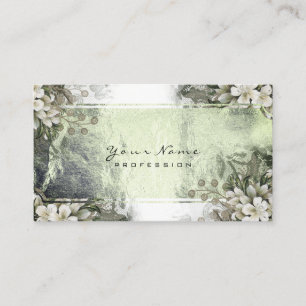 Event Floral Mint Green Gold White Gold Metallic Business Card