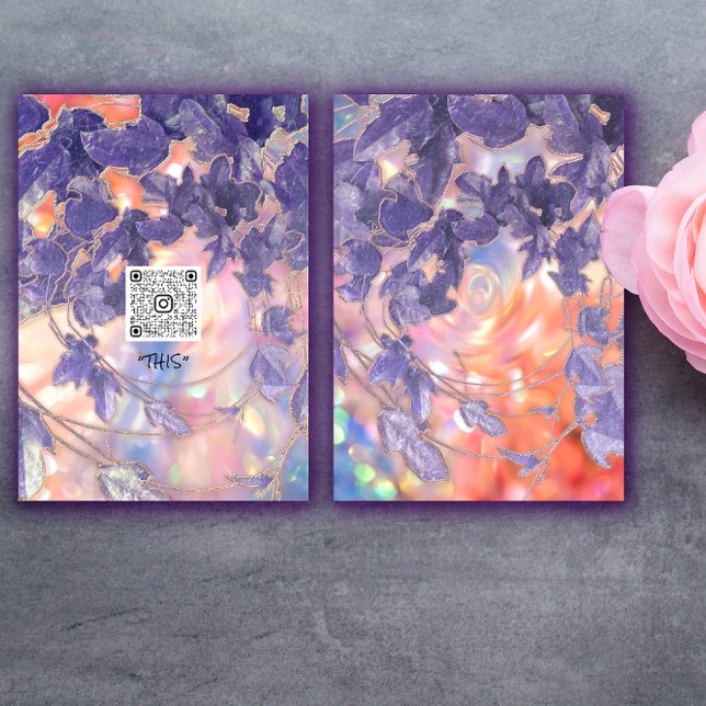 EVENT HOLOGRAPHIC MODERN LEAFS WREATH QR LOGO INVITATION (EVENT HOLOGRAPHIC MODERN LEAFS WREATH QR LOGO INVITATION)