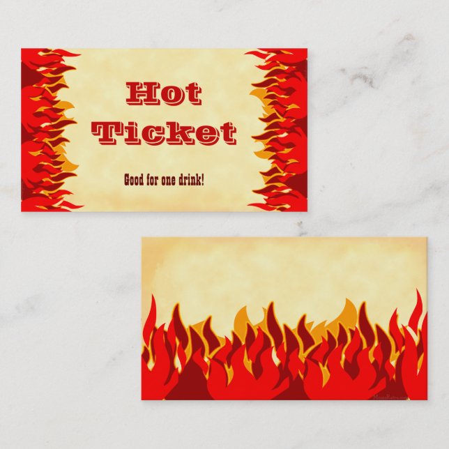 Event Hot Ticket Red Flames Business Card Template (Front/Back)