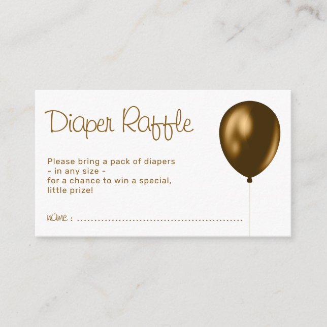 Event Metallic Bronze Balloon Diaper Raffles Enclosure Card (Front)