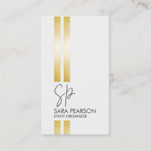 Event Organiser Faux Gold Stripe Business Card