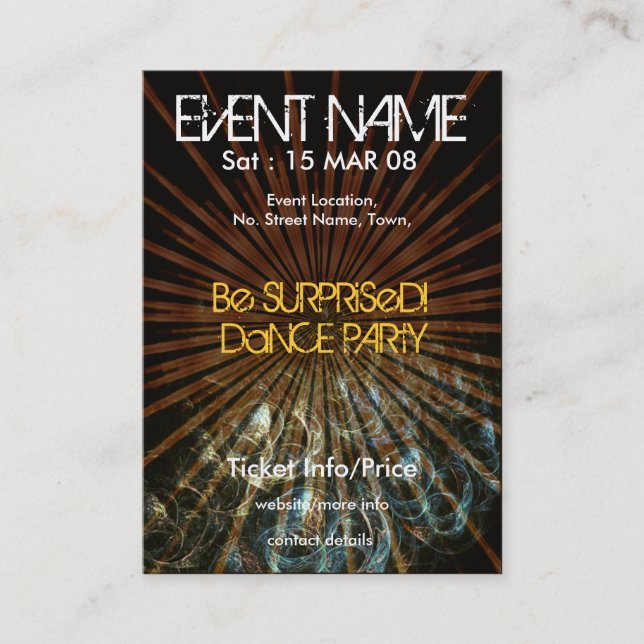 EVENT PARTY miniFLYER #001 Business Card (Front)