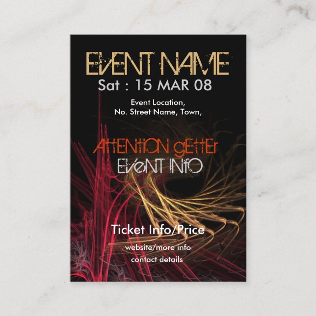 EVENT PARTY miniFLYER #003 Business Card (Front)