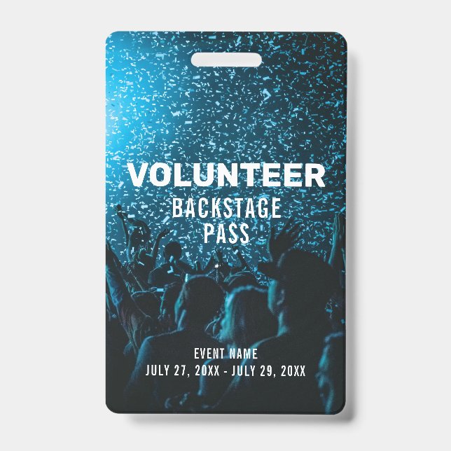 Event Photo Backstage Pass Event Volunteer ID Badge (Front)