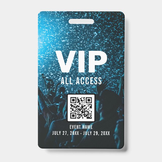 Event Photo VIP All Access Pass QR Code ID Badge (Front)