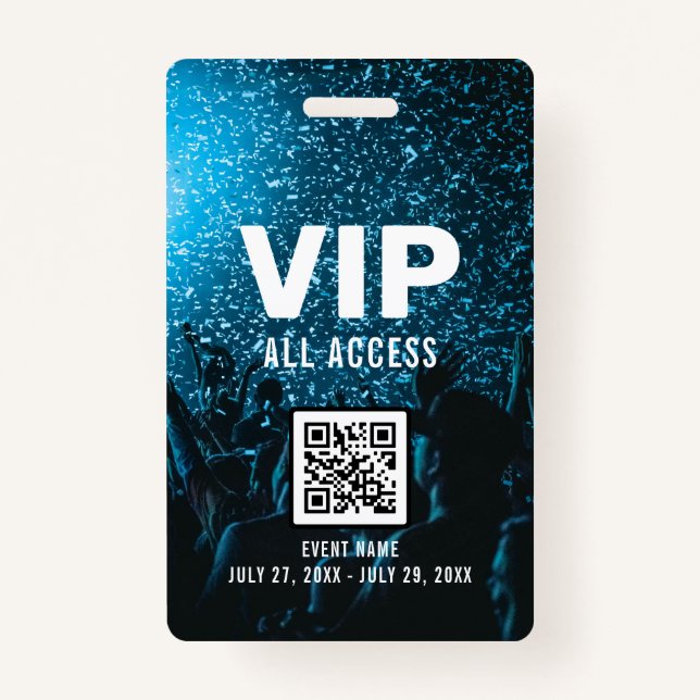 Event Photo VIP All Access Pass QR Code ID Badge (Front)