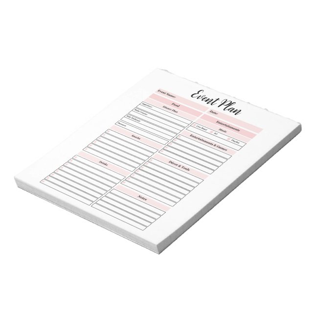 Event Plan Notepad (Rotated)
