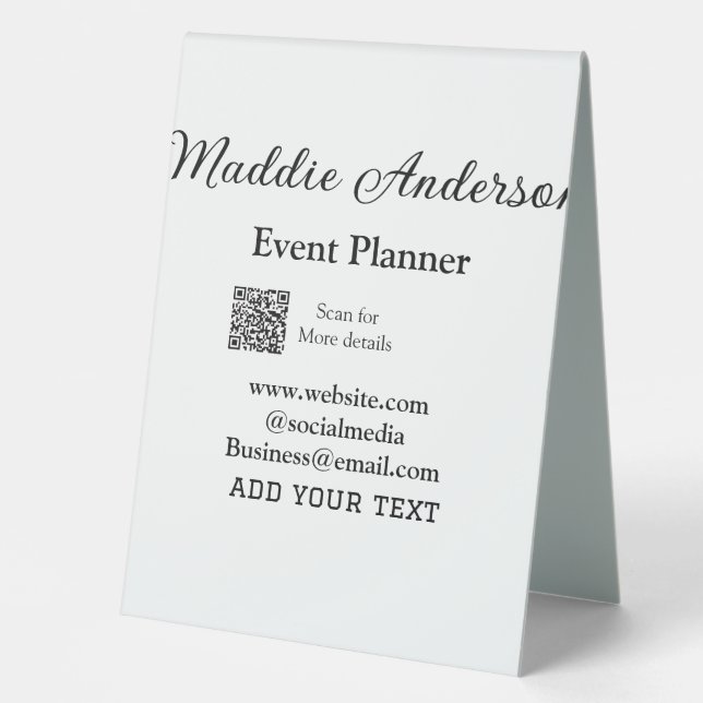 Event planner add name Q R code details website em (Front)