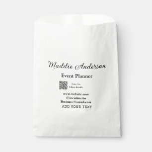 Event planner add name Q R code details website em Favour Bag
