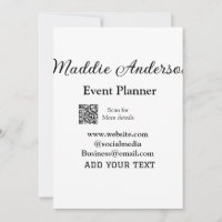 Event planner add name Q R code details website em