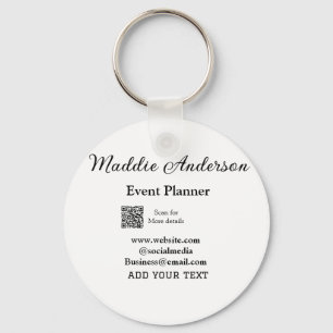 Event planner add name Q R code details website em Key Ring