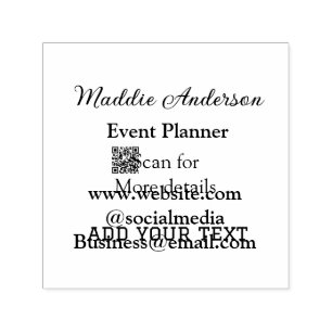 Event planner add name Q R code details website em Self-inking Stamp