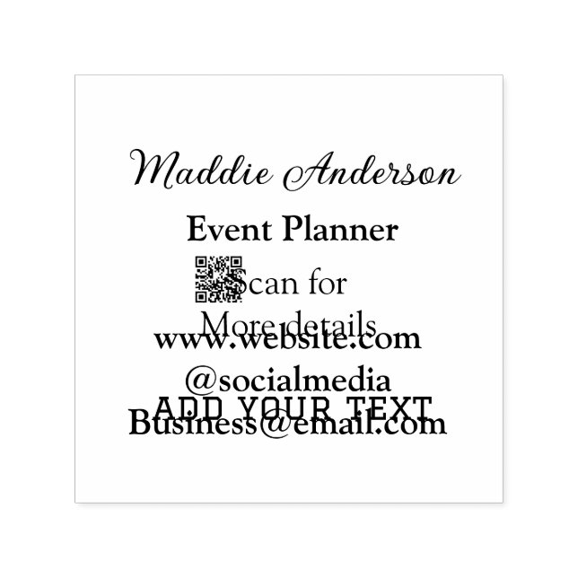 Event planner add name Q R code details website em Self-inking Stamp (Design)