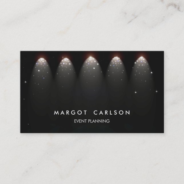 Event Planner and Entertainment Stars and Lights Business Card (Front)