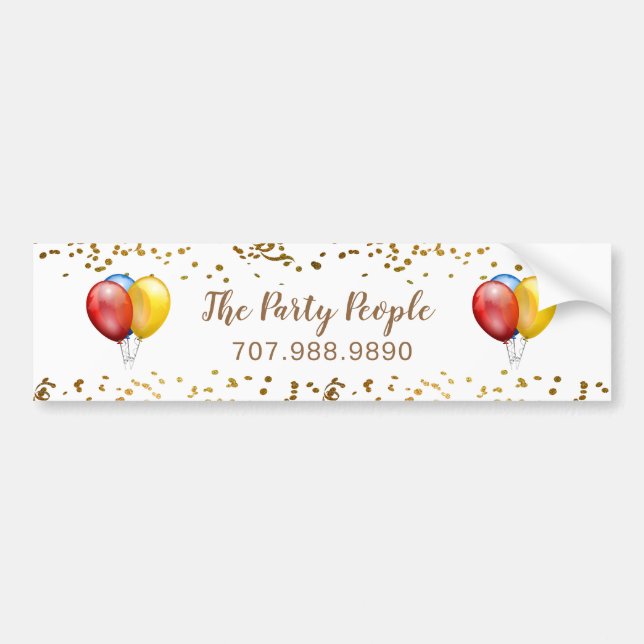 Event Planner Balloons Gold Confetti Promotional Bumper Sticker (Front)