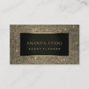 Event Planner Black Frame Glitter Gold Spark Sepia Business Card