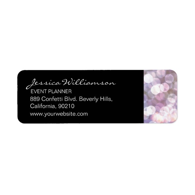 Event Planner bokeh •sparkle, trendy Return Address Label (Front)