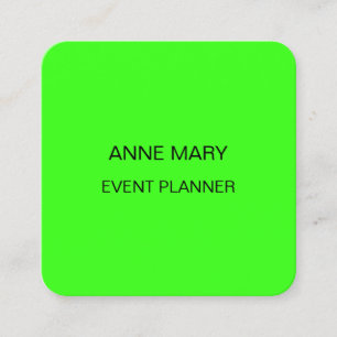 Event Planner Bright Colorful Wedding Neon Green  Square Business Card