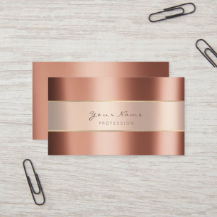 Event Planner Metallic Minimal Stripes Copper Rose Business Card