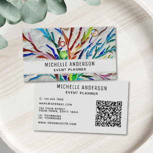 Event Planner Modern Colourful QR Code Business Card