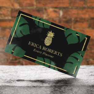 Event Planner Modern Gold Pineapple Business Card