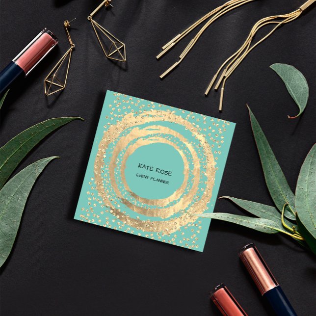 Event Planner Music Media Fashion Blogger Mint  Square Business Card (Event Planner Music Media Fashion Blogger Mint Square Business Card)