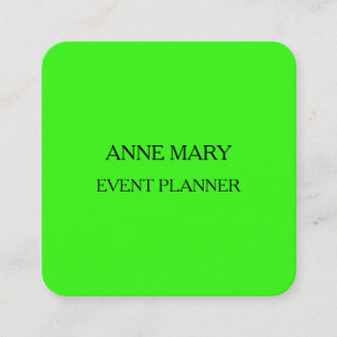 Event Planner Neon Green Bright Colorful Wedding Square Business Card