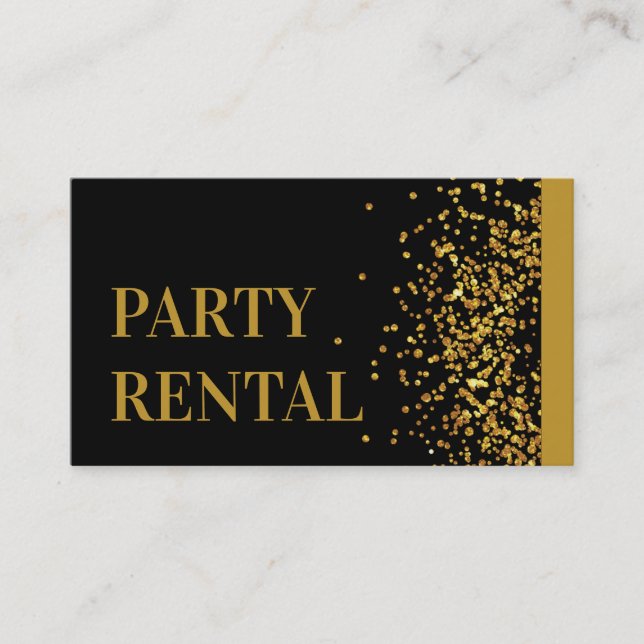 Event Planner Party Rental Tableware Gold Glitter Business Card (Front)