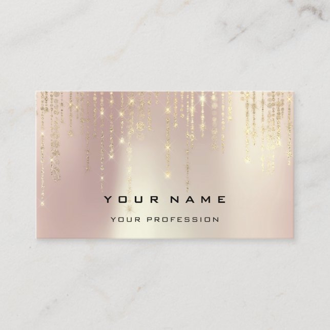 Event Planner Pearly Spark String Wedding Rose Gol Business Card (Front)