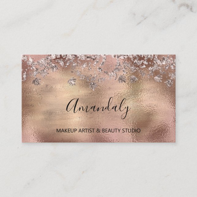  Event Planner Rose Influencer Rose Gold Glass Business Card (Front)