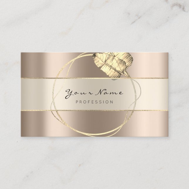 Event Planner Stripes Gold Ivory Creamy Floral Business Card (Front)