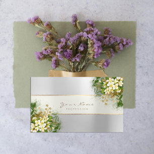 Event Planner White Emerald Green Silver Grey Gold Business Card