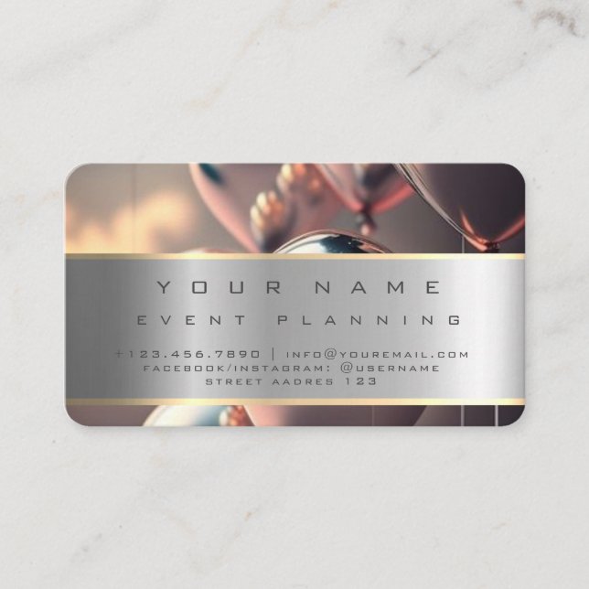 Event Planning Beautiful Balloons Colourful Business Card (Front)