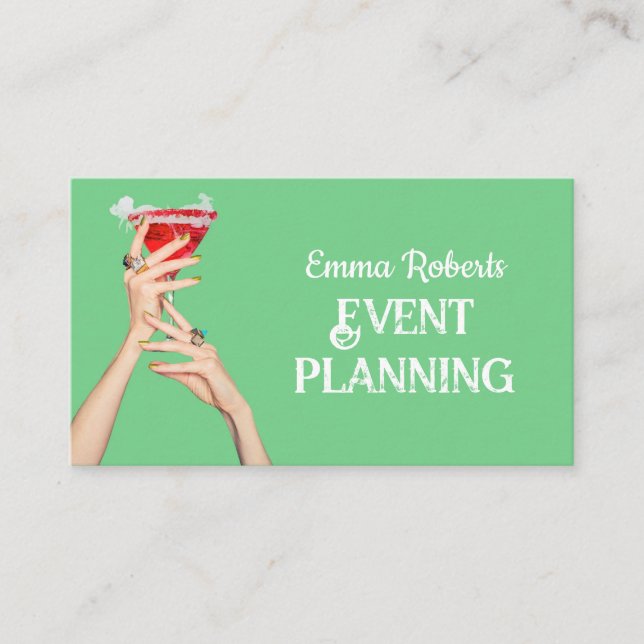 Event Planning Colourful Coctail Business Card (Front)
