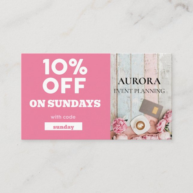Event Planning Discount Sale Business Card (Front)