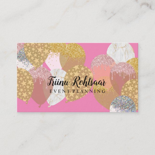 Event Planning Glitter Sparkling Rose Business Car Business Card (Front)