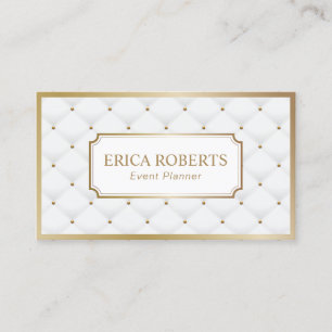Event Planning Luxury White & Gold Elegant Business Card